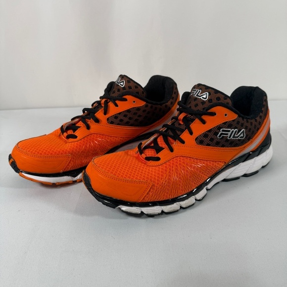 Fila, size 12, Orange and Black Men\'s Athletic Running Shoes